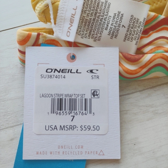 O'Neill NEW Lagoon Stripe Warp Top Bikini Set - Picture 15 of 15